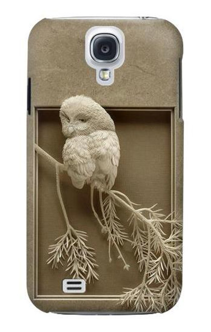 W1386 Paper Sculpture Owl Hard Case and Leather Flip Case For Samsung Galaxy S4