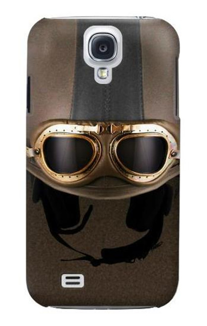 W2645 Vintage Brown Goggles Motorcycle Helmet Hard Case and Leather Flip Case For Samsung Galaxy S4