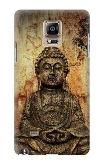 W0344 Buddha Rock Carving Hard Case and Leather Flip Case For Samsung Galaxy Note 4