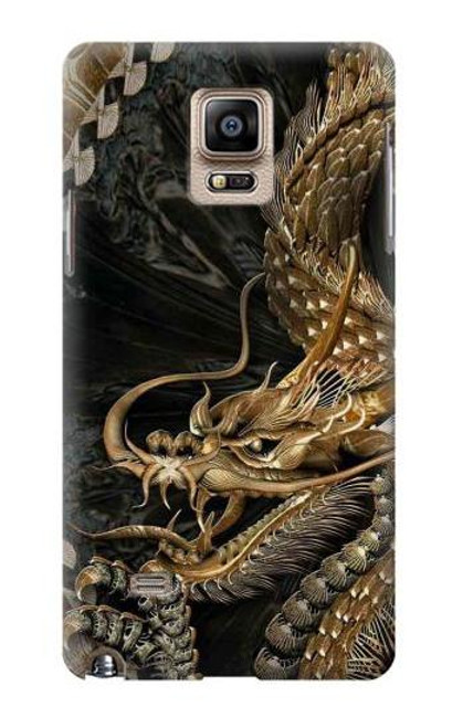 W0426 Gold Dragon Hard Case and Leather Flip Case For Samsung Galaxy Note 4