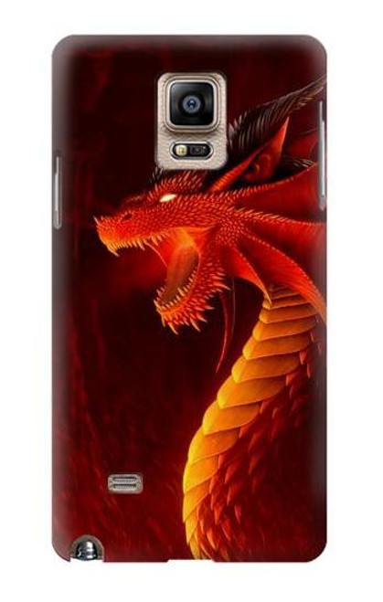 W0526 Red Dragon Hard Case and Leather Flip Case For Samsung Galaxy Note 4