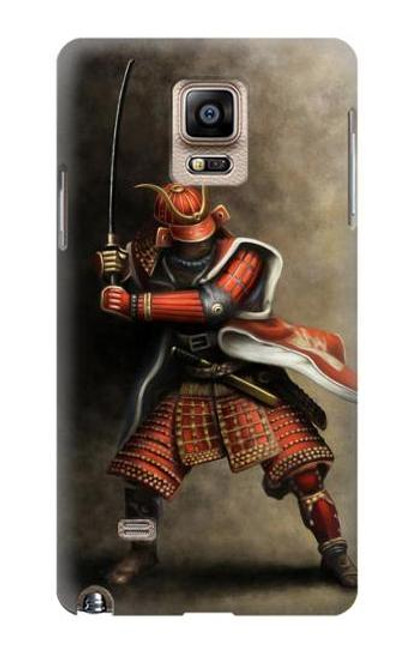 W0796 Japan Red Samurai Hard Case and Leather Flip Case For Samsung Galaxy Note 4