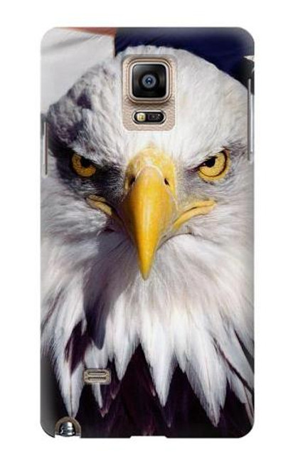 W0854 Eagle American Hard Case and Leather Flip Case For Samsung Galaxy Note 4