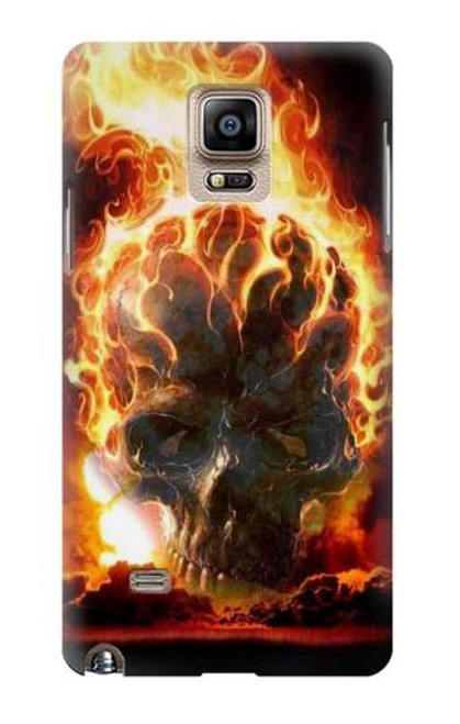 W0863 Hell Fire Skull Hard Case and Leather Flip Case For Samsung Galaxy Note 4