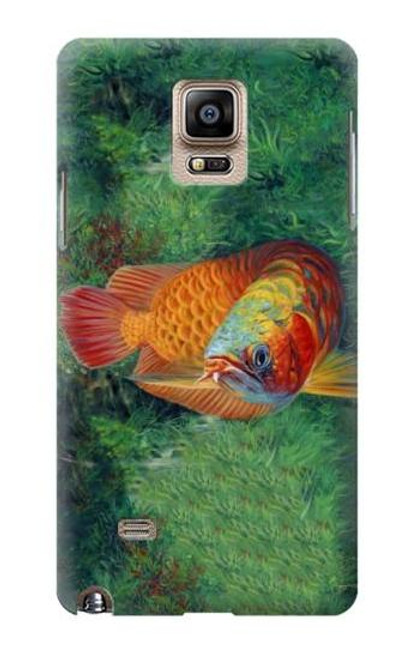 W1157 Red Arowana Fish Hard Case and Leather Flip Case For Samsung Galaxy Note 4