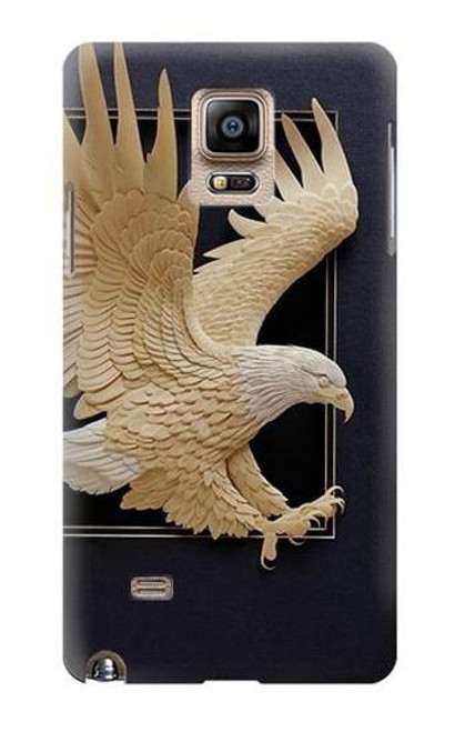 W1383 Paper Sculpture Eagle Hard Case and Leather Flip Case For Samsung Galaxy Note 4