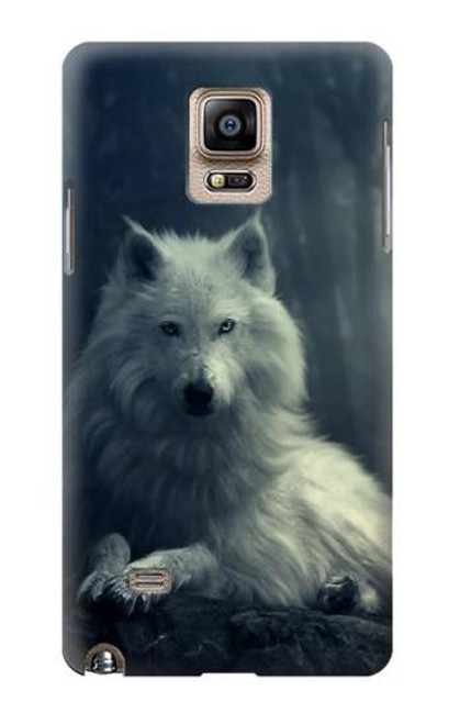 W1516 White Wolf Hard Case and Leather Flip Case For Samsung Galaxy Note 4