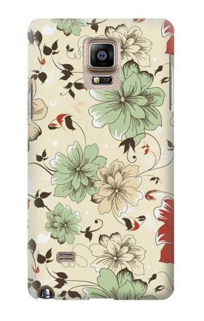 W2179 Flower Floral Vintage Art Pattern Hard Case and Leather Flip Case For Samsung Galaxy Note 4