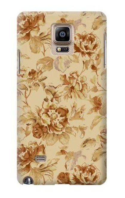 W2180 Flower Floral Vintage Pattern Hard Case and Leather Flip Case For Samsung Galaxy Note 4