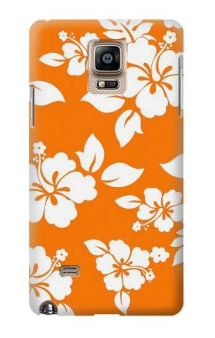 W2245 Hawaiian Hibiscus Orange Pattern Hard Case and Leather Flip Case For Samsung Galaxy Note 4