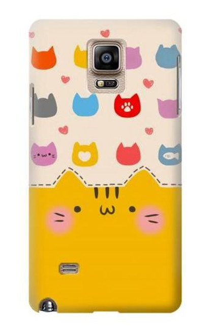 W2442 Cute Cat Cartoon Funny Hard Case and Leather Flip Case For Samsung Galaxy Note 4