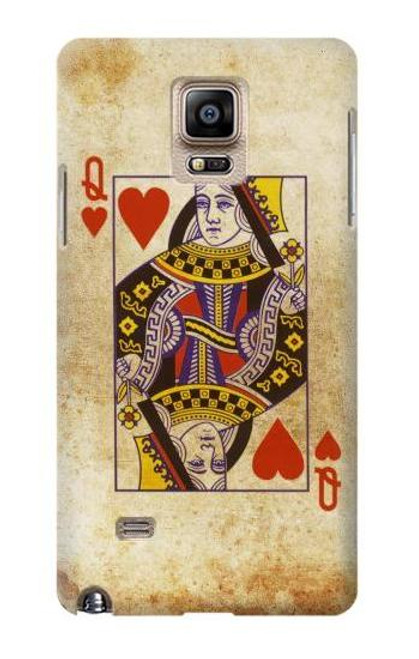 W2833 Poker Card Queen Hearts Hard Case and Leather Flip Case For Samsung Galaxy Note 4