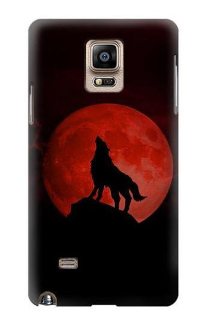 W2955 Wolf Howling Red Moon Hard Case and Leather Flip Case For Samsung Galaxy Note 4