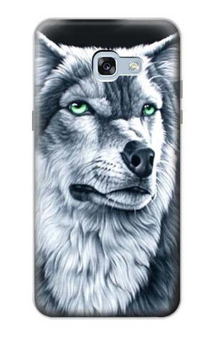 W0123 Grim White Wolf Hard Case and Leather Flip Case For Samsung Galaxy A5 (2017)