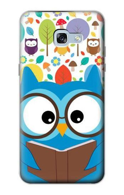 W2521 Cute Nerd Owl Cartoon Hard Case and Leather Flip Case For Samsung Galaxy A5 (2017)