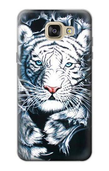 W0265 White Tiger Hard Case and Leather Flip Case For Samsung Galaxy A5 (2016)