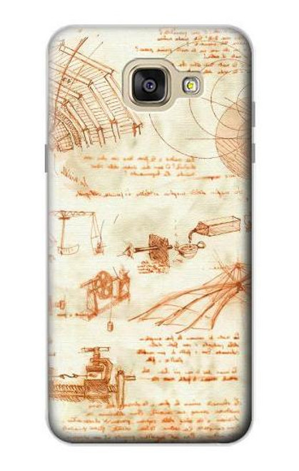 W0566 Technical Drawing Da Vinci Hard Case and Leather Flip Case For Samsung Galaxy A5 (2016)