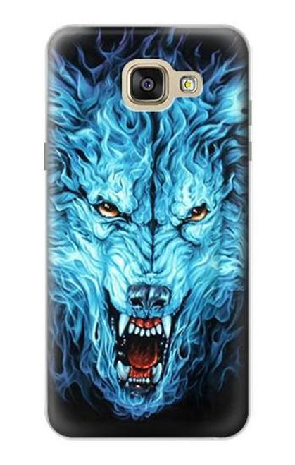 W0752 Blue Fire Grim Wolf Hard Case and Leather Flip Case For Samsung Galaxy A5 (2016)