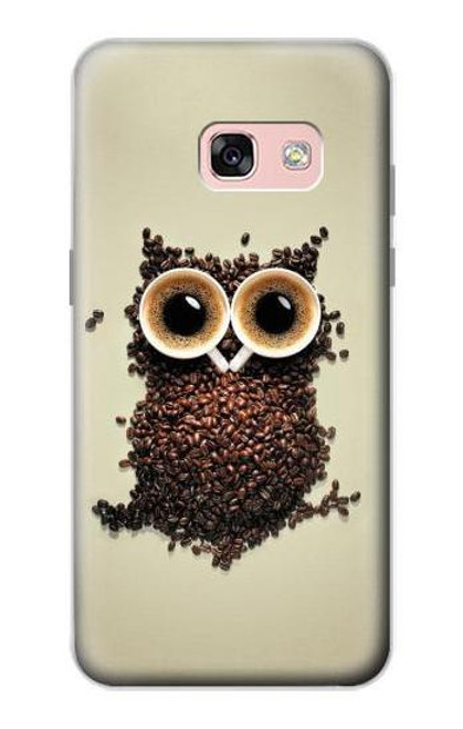 W0360 Coffee Owl Hard Case and Leather Flip Case For Samsung Galaxy A3 (2017)