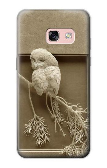 W1386 Paper Sculpture Owl Hard Case and Leather Flip Case For Samsung Galaxy A3 (2017)