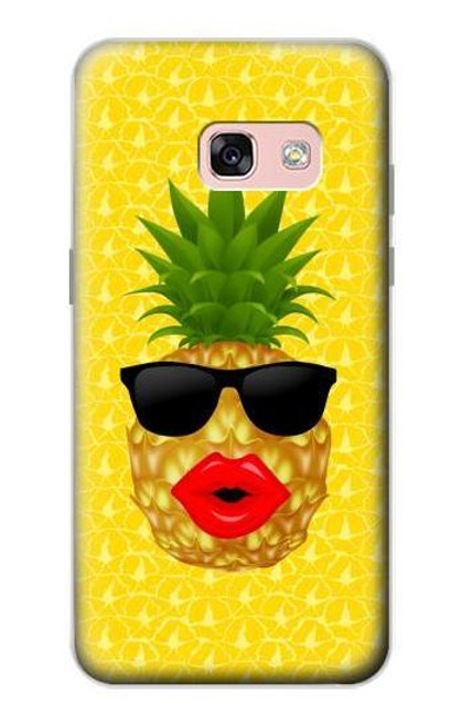 W2443 Funny Pineapple Sunglasses Kiss Hard Case and Leather Flip Case For Samsung Galaxy A3 (2017)