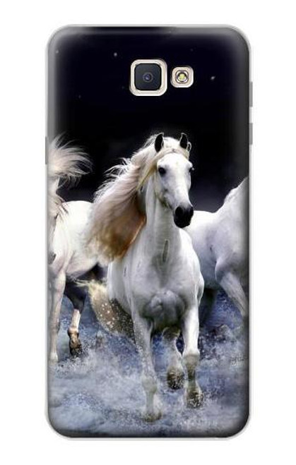 W0246 White Horse Hard Case and Leather Flip Case For Samsung Galaxy J7 Prime