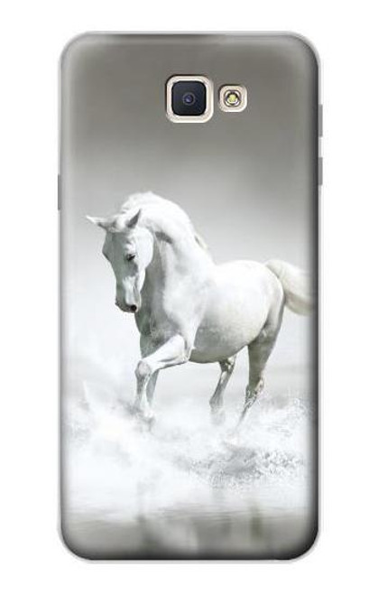 W0932 White Horse Hard Case and Leather Flip Case For Samsung Galaxy J7 Prime