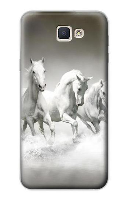 W0933 White Horses Hard Case and Leather Flip Case For Samsung Galaxy J7 Prime