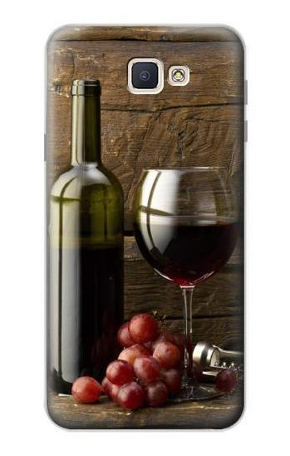 W1316 Grapes Bottle and Glass of Red Wine Hard Case and Leather Flip Case For Samsung Galaxy J7 Prime