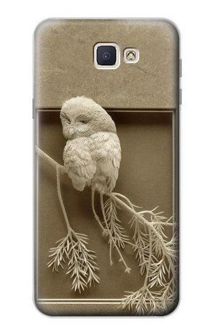 W1386 Paper Sculpture Owl Hard Case and Leather Flip Case For Samsung Galaxy J7 Prime