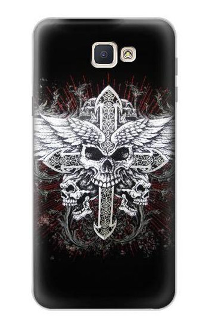 W1434 Skull Wing Tattoo Biker Hard Case and Leather Flip Case For Samsung Galaxy J7 Prime