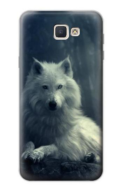 W1516 White Wolf Hard Case and Leather Flip Case For Samsung Galaxy J7 Prime