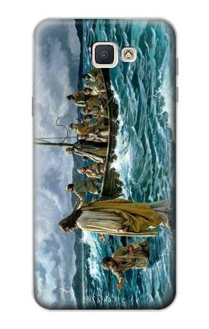 W1722 Jesus Walk on The Sea Hard Case and Leather Flip Case For Samsung Galaxy J7 Prime