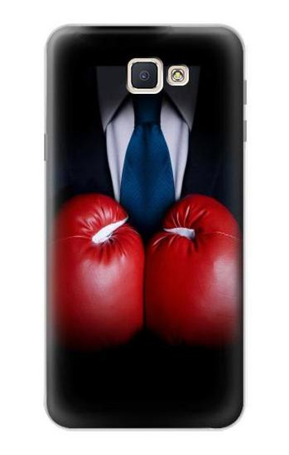 W2261 Businessman Black Suit With Boxing Gloves Hard Case and Leather Flip Case For Samsung Galaxy J7 Prime