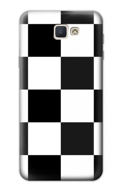 W2492 Black and White Check Hard Case and Leather Flip Case For Samsung Galaxy J7 Prime