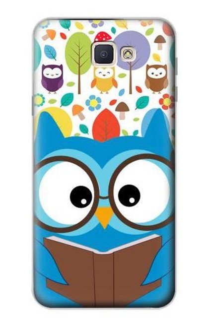 W2521 Cute Nerd Owl Cartoon Hard Case and Leather Flip Case For Samsung Galaxy J7 Prime