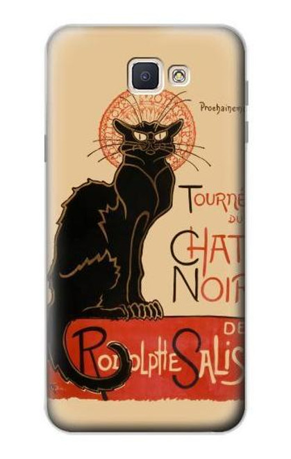 W2739 Chat Noir Black Cat Vintage Hard Case and Leather Flip Case For Samsung Galaxy J7 Prime