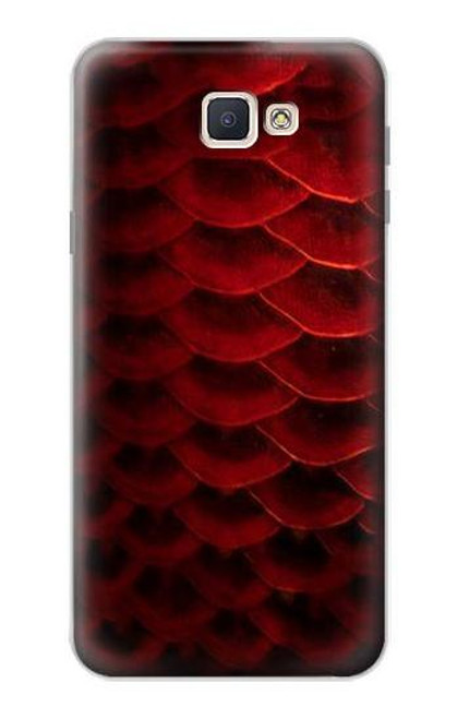 W2879 Red Arowana Fish Scale Hard Case and Leather Flip Case For Samsung Galaxy J7 Prime