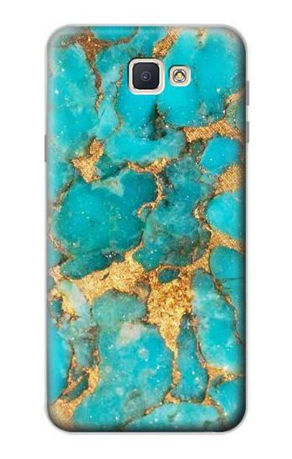 W2906 Aqua Turquoise Stone Hard Case and Leather Flip Case For Samsung Galaxy J7 Prime