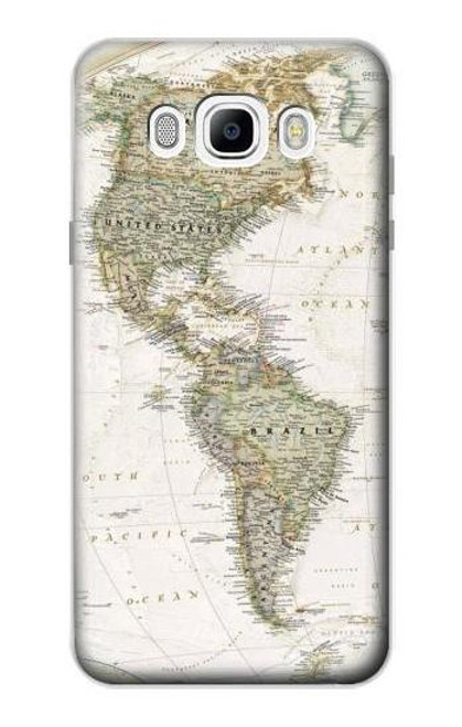 W0604 World Map Hard Case and Leather Flip Case For Samsung Galaxy J7 (2016)