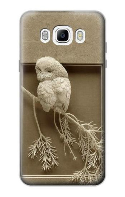 W1386 Paper Sculpture Owl Hard Case and Leather Flip Case For Samsung Galaxy J7 (2016)