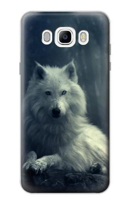 W1516 White Wolf Hard Case and Leather Flip Case For Samsung Galaxy J7 (2016)