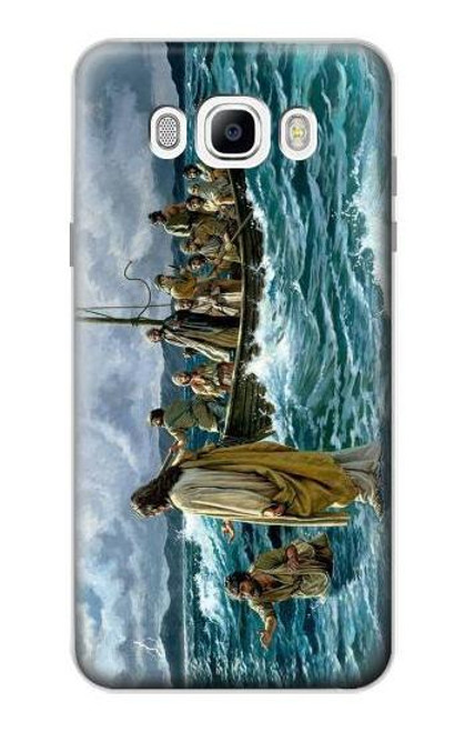 W1722 Jesus Walk on The Sea Hard Case and Leather Flip Case For Samsung Galaxy J7 (2016)