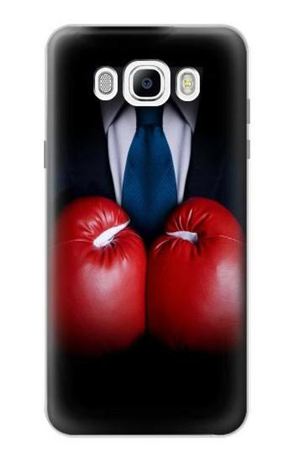 W2261 Businessman Black Suit With Boxing Gloves Hard Case and Leather Flip Case For Samsung Galaxy J7 (2016)