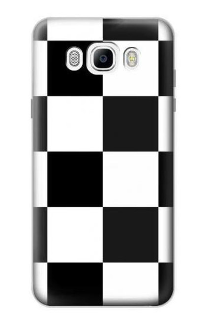 W2492 Black and White Check Hard Case and Leather Flip Case For Samsung Galaxy J7 (2016)