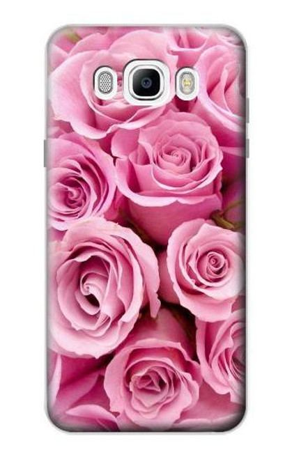 W2943 Pink Rose Hard Case and Leather Flip Case For Samsung Galaxy J7 (2016)