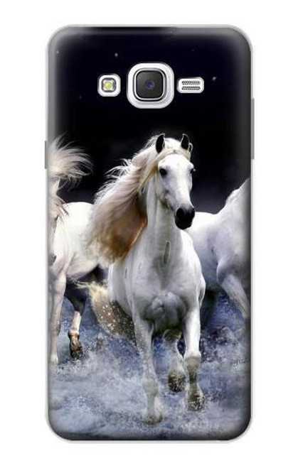 W0246 White Horse Hard Case and Leather Flip Case For Samsung Galaxy J7