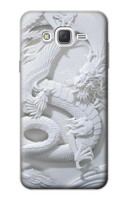 W0386 Dragon Carving Hard Case and Leather Flip Case For Samsung Galaxy J7