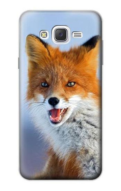 W0417 Fox Hard Case and Leather Flip Case For Samsung Galaxy J7