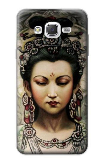 W0681 Guan Yin Hard Case and Leather Flip Case For Samsung Galaxy J7